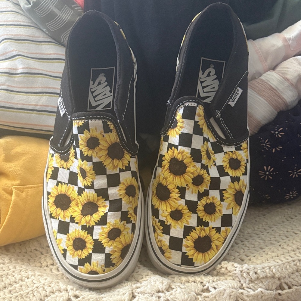 Vans Sunflower Checkered Slip-On Sneakers - Black and Yellow